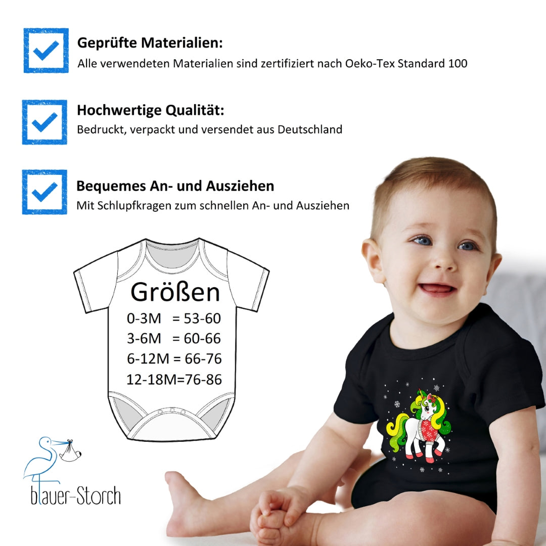 Weihnachtliches Glitzer Einhorn, Weihnachts-Unicorn mit Schneeflocken