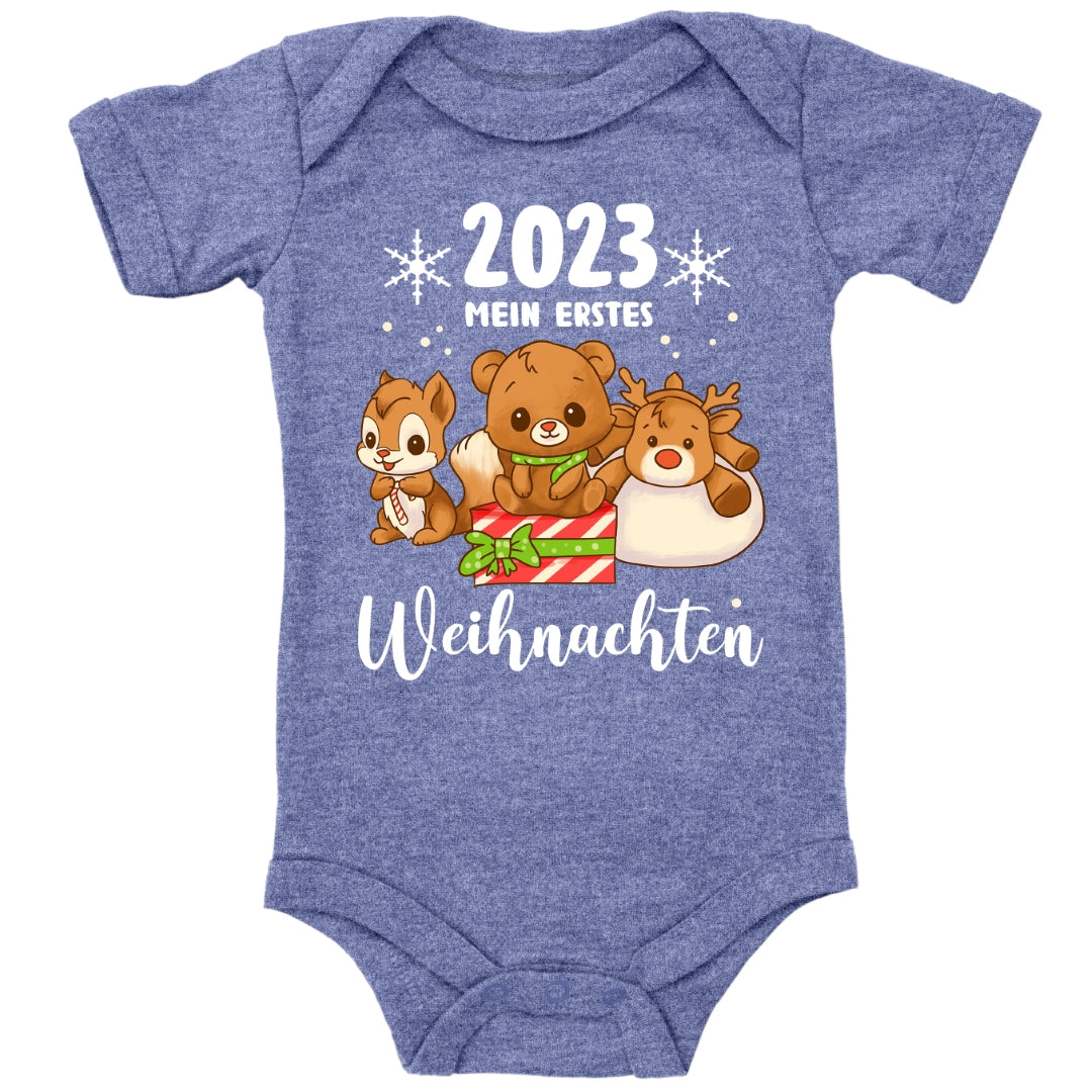 Mein erstes Weihnachten 2023, Rentier, Teddybär und Eichhörnchen feiern Weihnachten