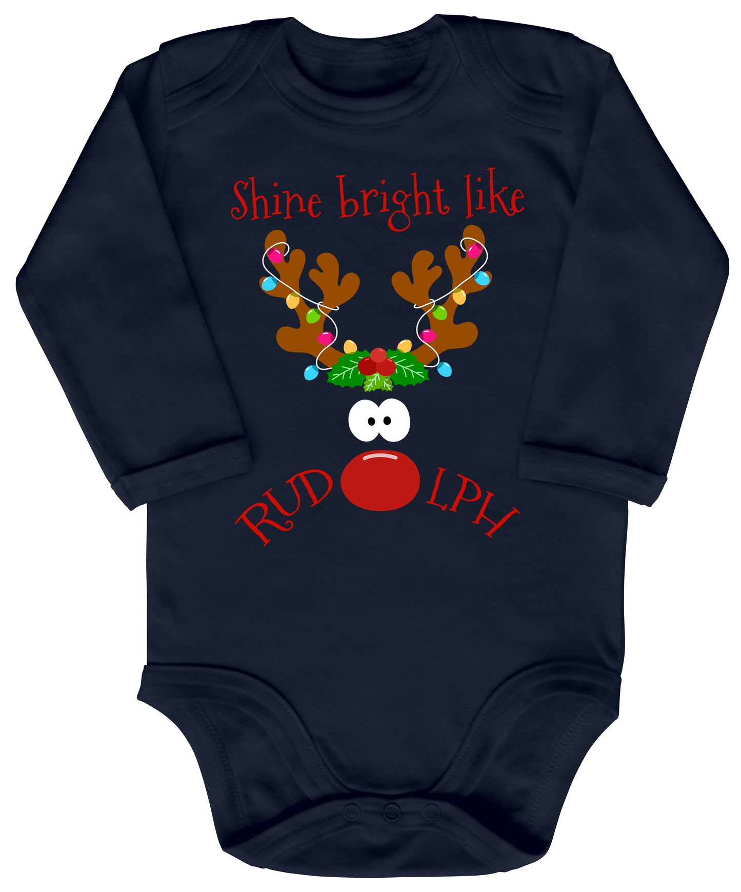 Shine bright like Rudolph, Rentier mit roter Nase und Lichterkette