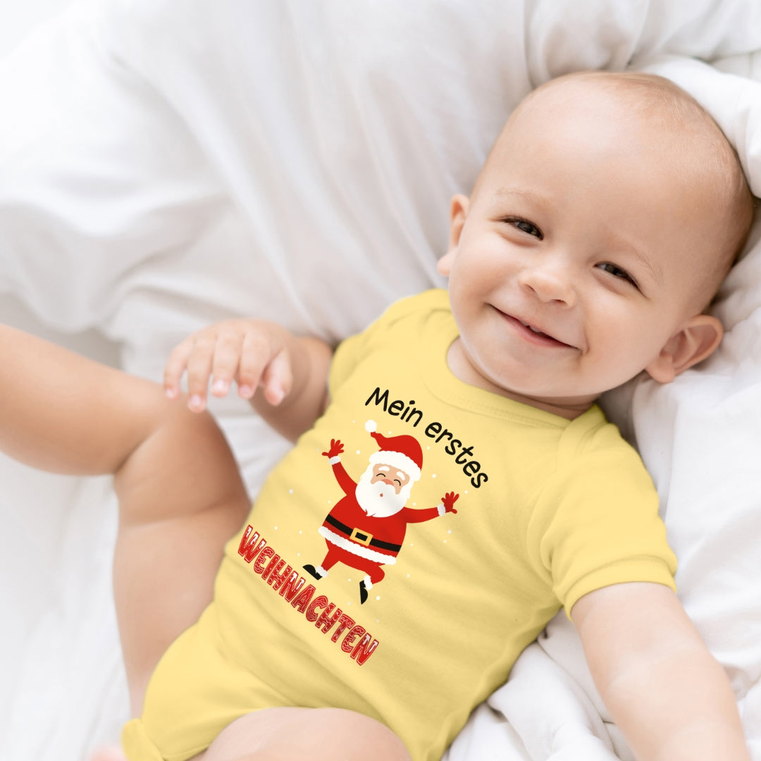 Mein erstes Weihnachten, fröhlicher Weihnachtsmann und tanzende Schneeflocken