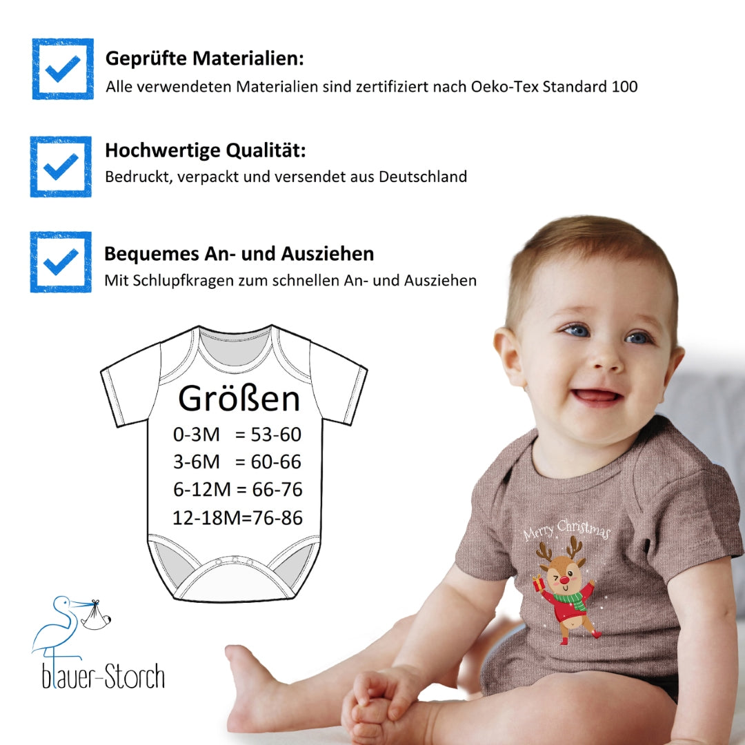 Merry Christmas, fröhliches Rentier tanzt im Schnee