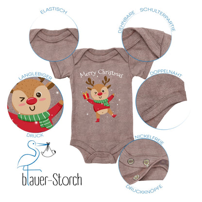 Merry Christmas, fröhliches Rentier tanzt im Schnee