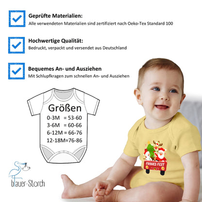 Frohes Fest, Weihnachtsmann , Schneemann, Elch und Tannenbaum im Weihnachtsauto