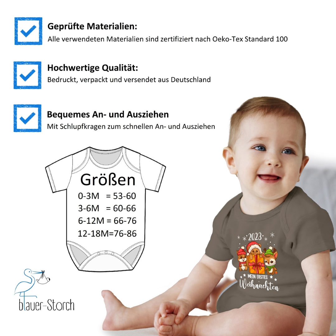 Mein erstes Weihnachten 2023, Eichhörnchen, Teddy und Rentier feiern Weihnachten