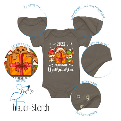 Mein erstes Weihnachten 2023, Eichhörnchen, Teddy und Rentier feiern Weihnachten