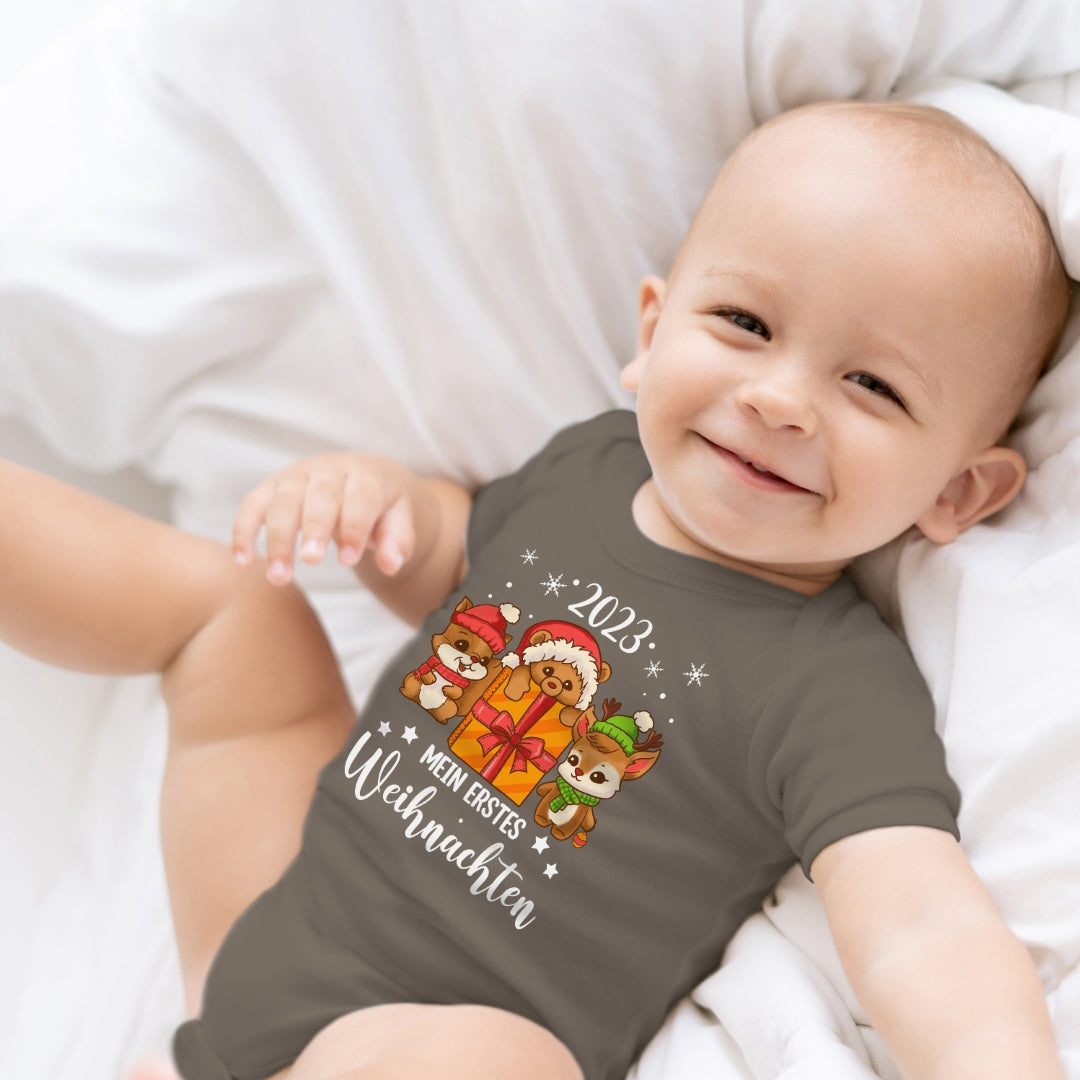 Mein erstes Weihnachten 2023, Eichhörnchen, Teddy und Rentier feiern Weihnachten