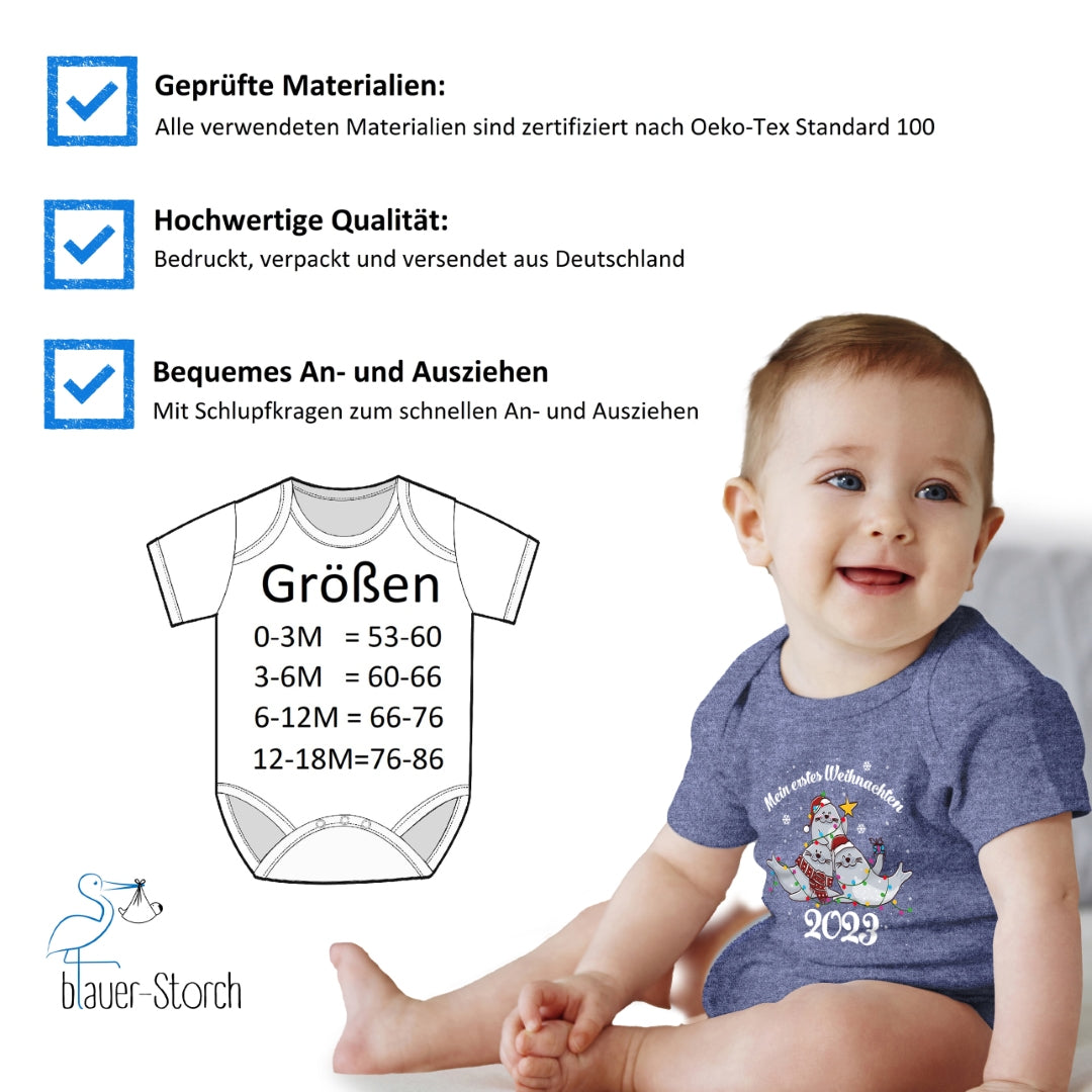 Mein erstes Weihnachten , Seerobben mit Weihnachtsmützen feiern Weihnachten