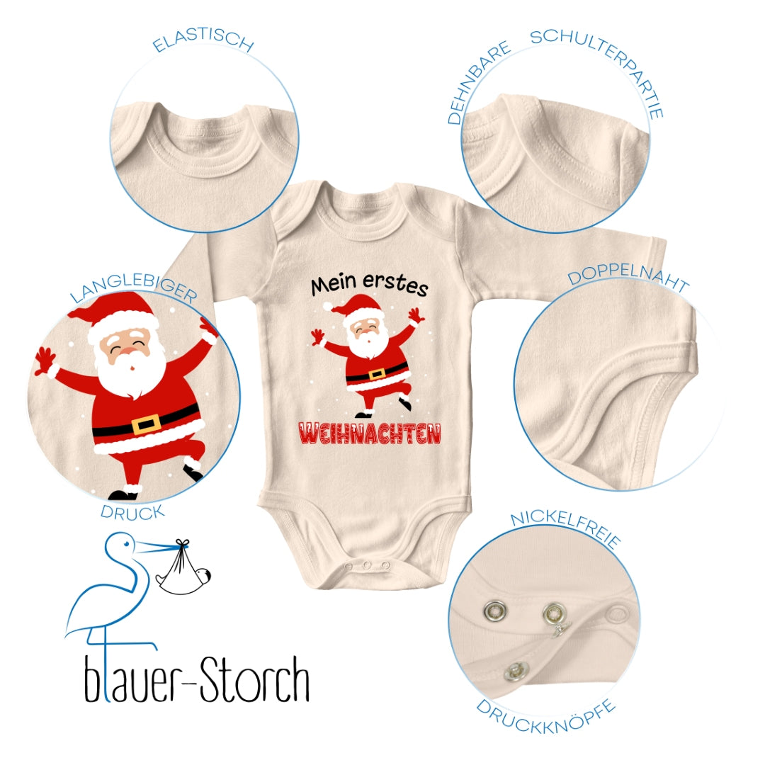 Mein erstes Weihnachten, fröhlicher Weihnachtsmann und tanzende Schneeflocken