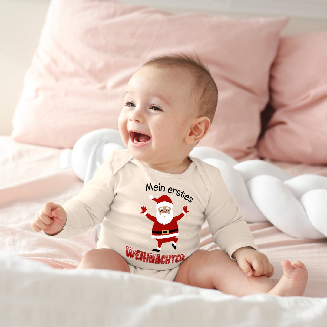 Mein erstes Weihnachten, fröhlicher Weihnachtsmann und tanzende Schneeflocken