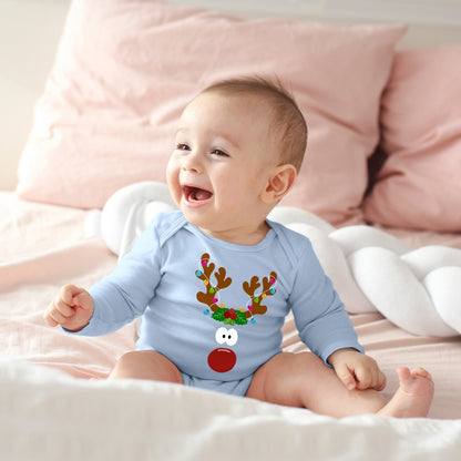 Rentier mit roter Nase und Lichterkette