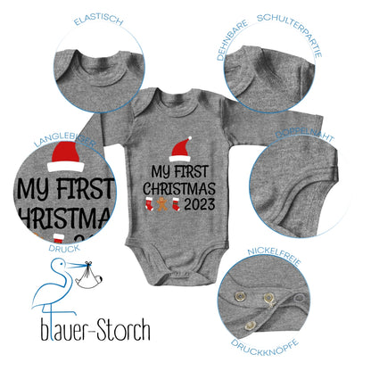 My first Christmas, Weihnachtsmann-Mütze, Stiefel, Lebkuchenmann