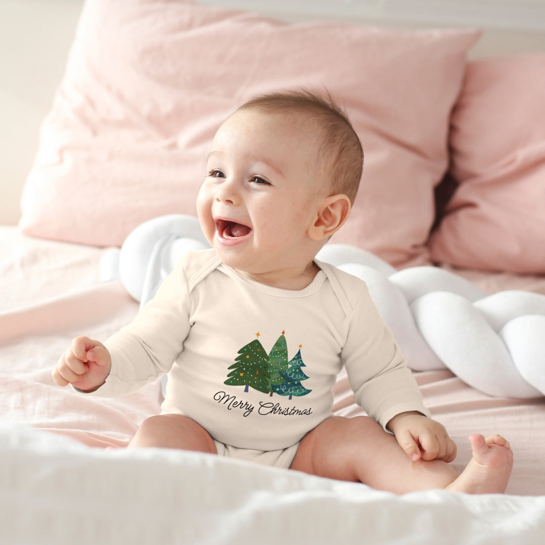 Merry Christmas, geschmückte Tannenbäume