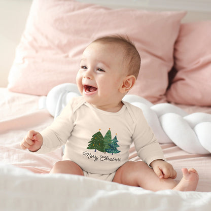 Merry Christmas, geschmückte Tannenbäume