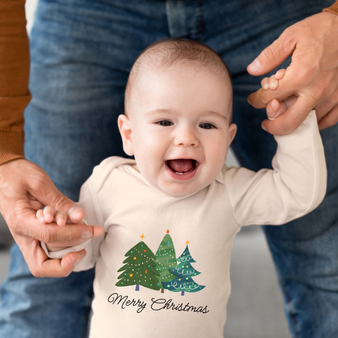 Merry Christmas, geschmückte Tannenbäume