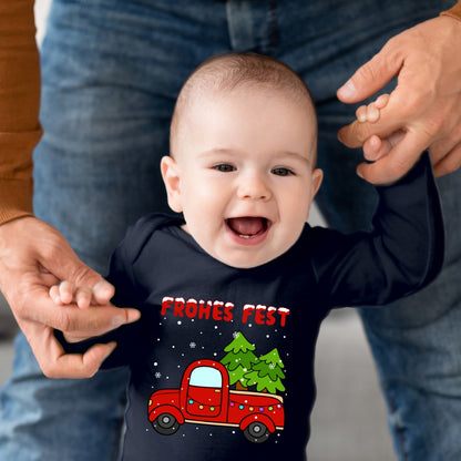 Frohes Fest, Roter Truck bringt die Weihnachtsbäume
