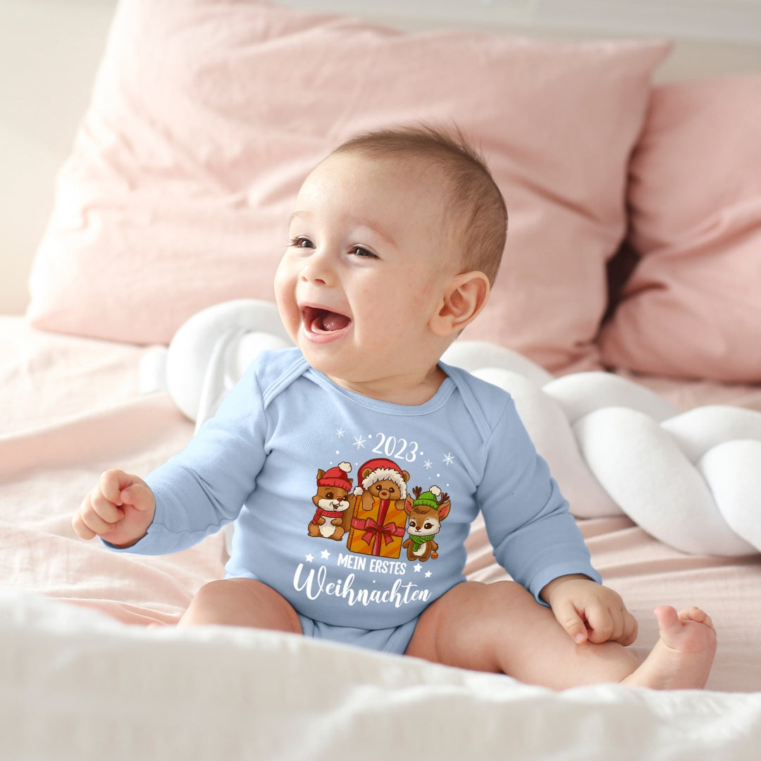 Mein erstes Weihnachten 2023, Eichhörnchen, Teddy und Rentier feiern Weihnachten