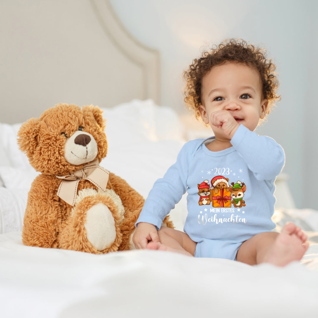 Mein erstes Weihnachten 2023, Eichhörnchen, Teddy und Rentier feiern Weihnachten