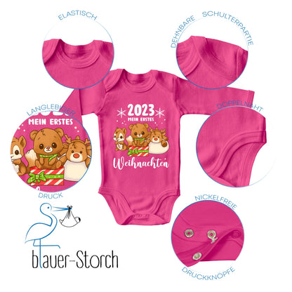 Mein erstes Weihnachten 2023, Rentier, Teddybär und Eichhörnchen feiern Weihnachten