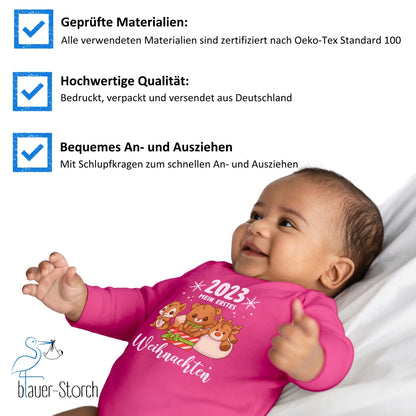 Mein erstes Weihnachten 2023, Rentier, Teddybär und Eichhörnchen feiern Weihnachten