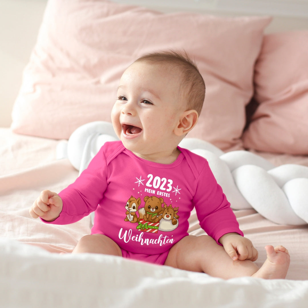 Mein erstes Weihnachten 2023, Rentier, Teddybär und Eichhörnchen feiern Weihnachten