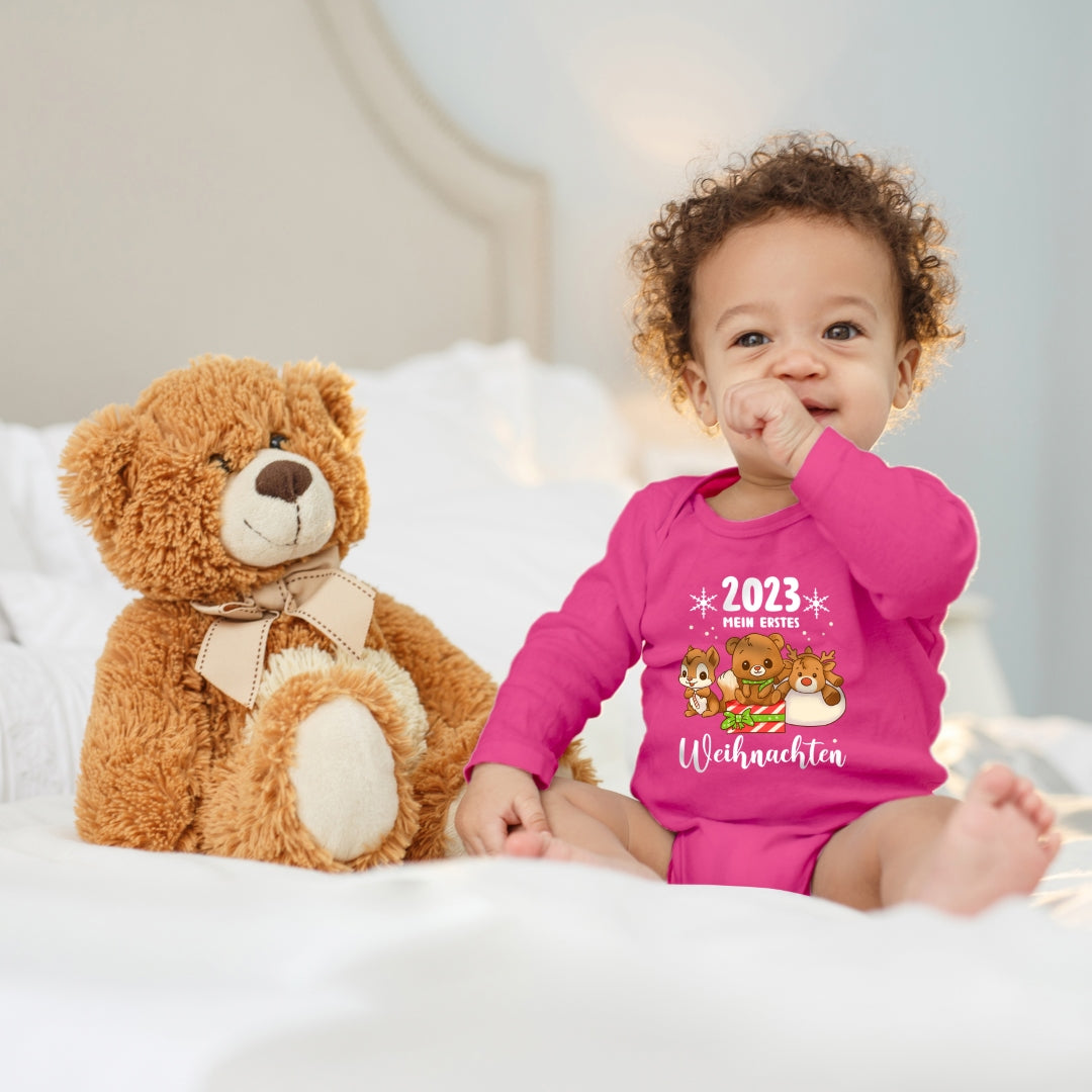Mein erstes Weihnachten 2023, Rentier, Teddybär und Eichhörnchen feiern Weihnachten
