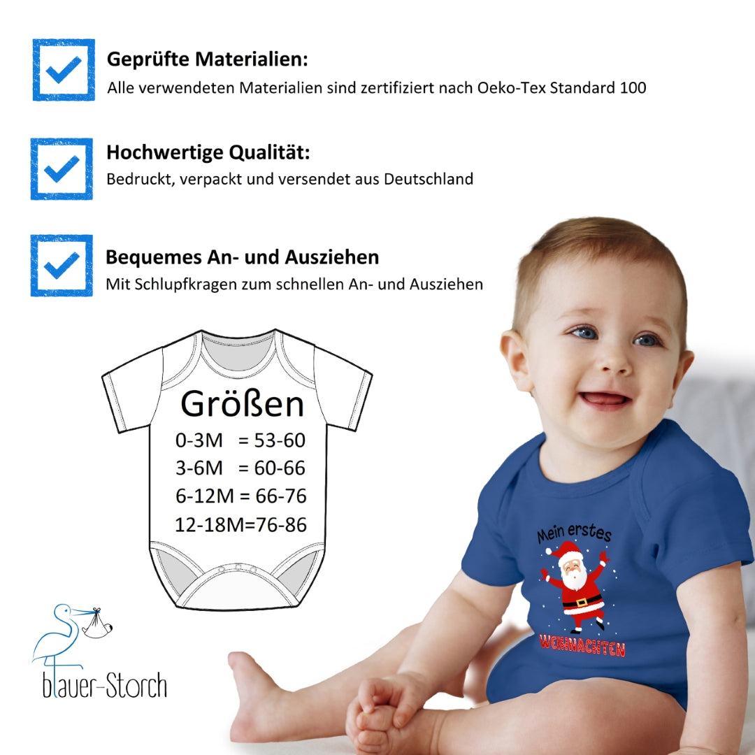 Mein erstes Weihnachten, fröhlicher Weihnachtsmann und tanzende Schneeflocken