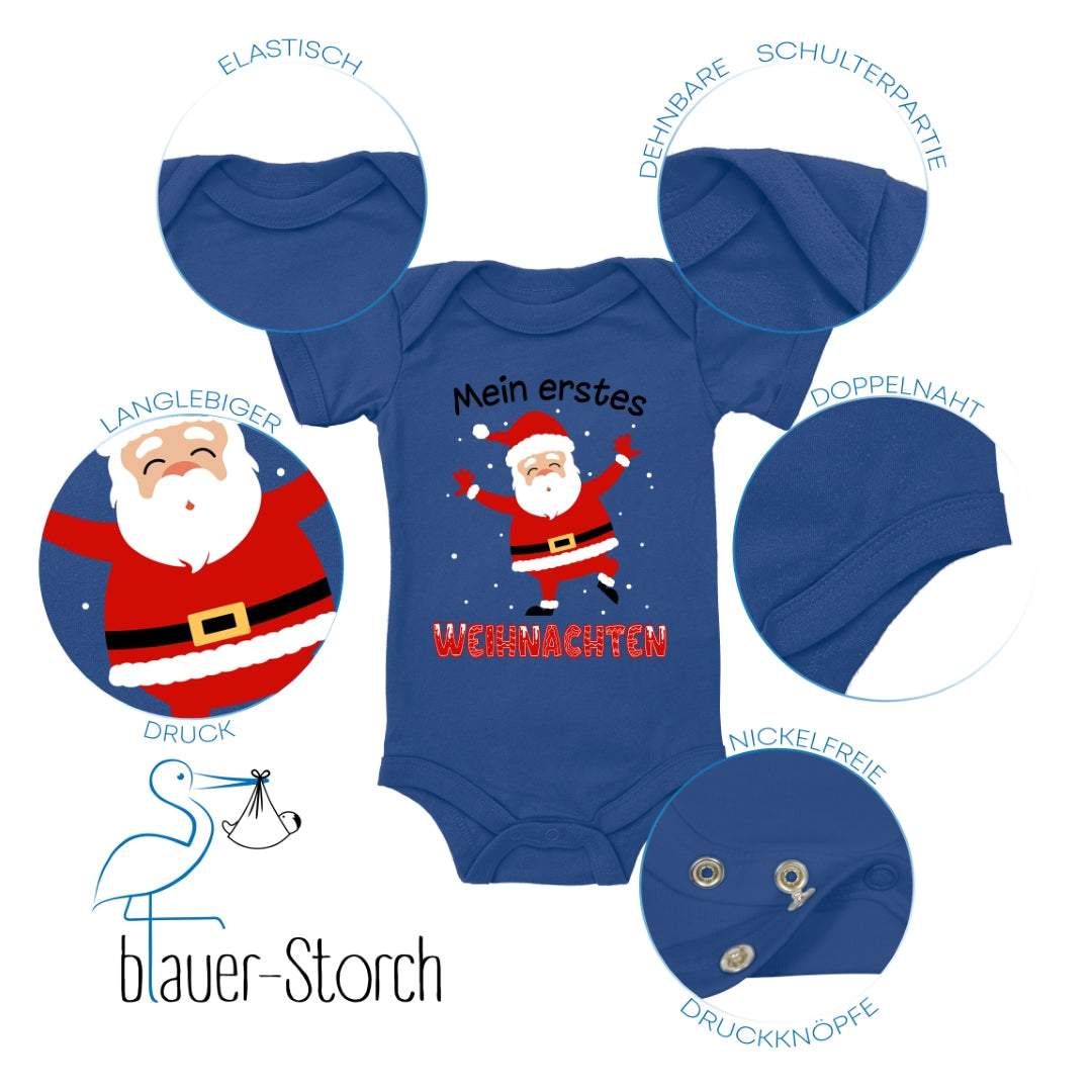 Mein erstes Weihnachten, fröhlicher Weihnachtsmann und tanzende Schneeflocken