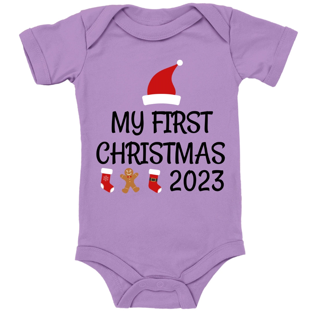 My first christmas 2023, Weihnachtsmann-Mütze, Stiefel, Lebkuchenmann