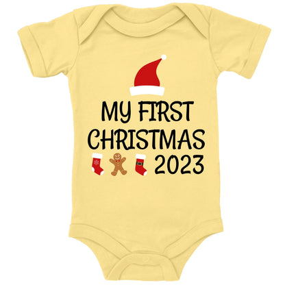 My first christmas 2023, Weihnachtsmann-Mütze, Stiefel, Lebkuchenmann