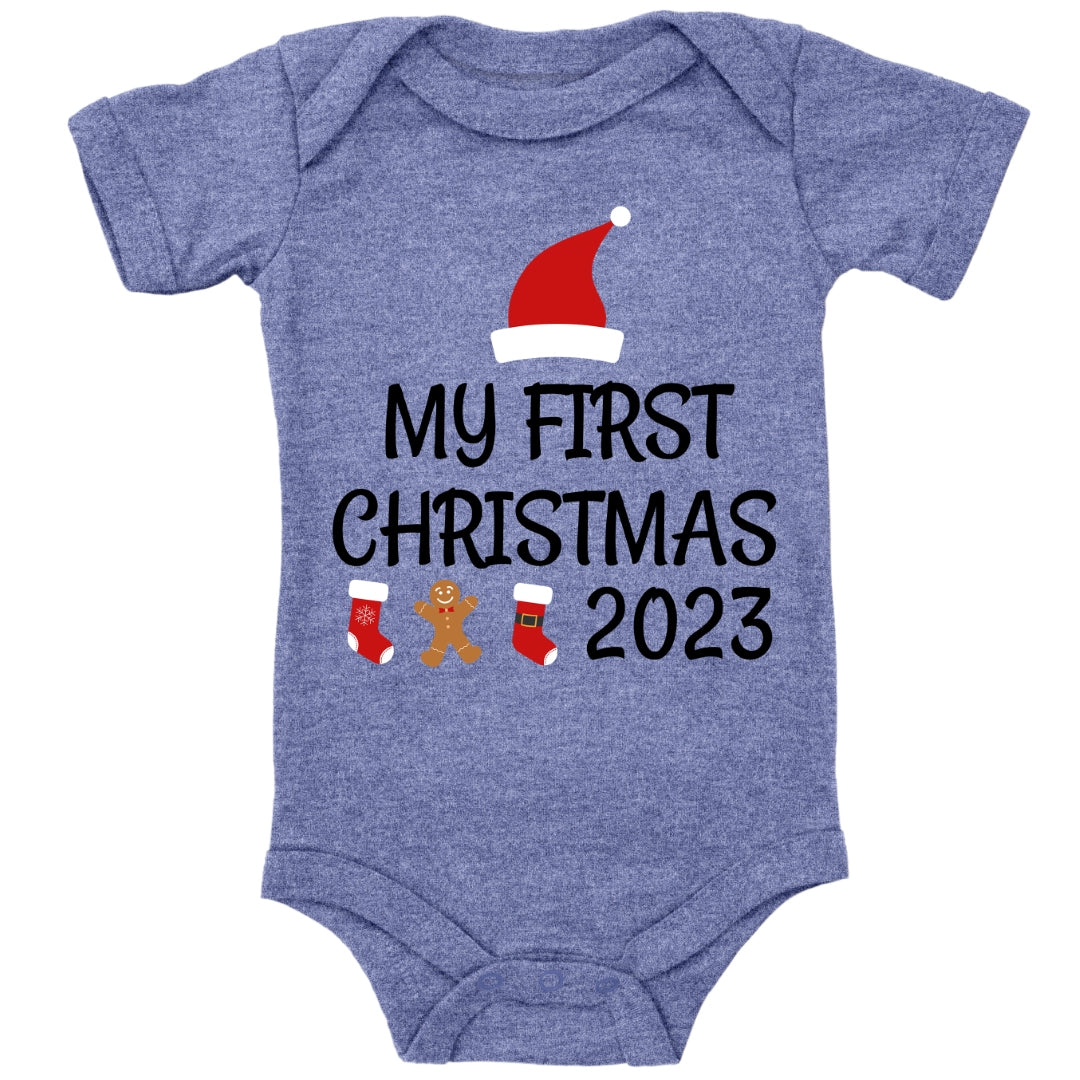 My first christmas 2023, Weihnachtsmann-Mütze, Stiefel, Lebkuchenmann