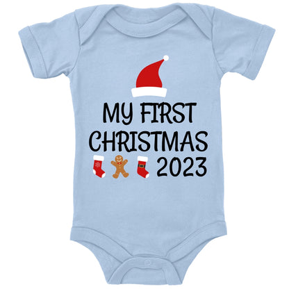 My first christmas 2023, Weihnachtsmann-Mütze, Stiefel, Lebkuchenmann