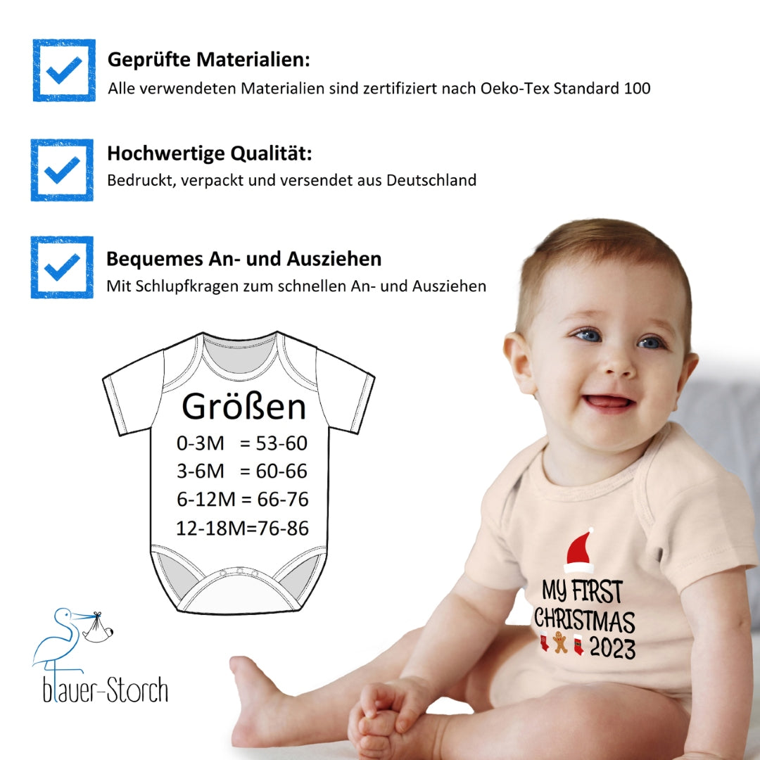 My first christmas 2023, Weihnachtsmann-Mütze, Stiefel, Lebkuchenmann