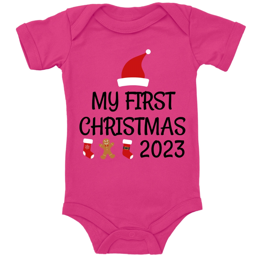 My first christmas 2023, Weihnachtsmann-Mütze, Stiefel, Lebkuchenmann