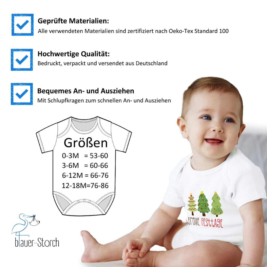 Geschmückte Tannenbäume wünschen Frohe Festtage