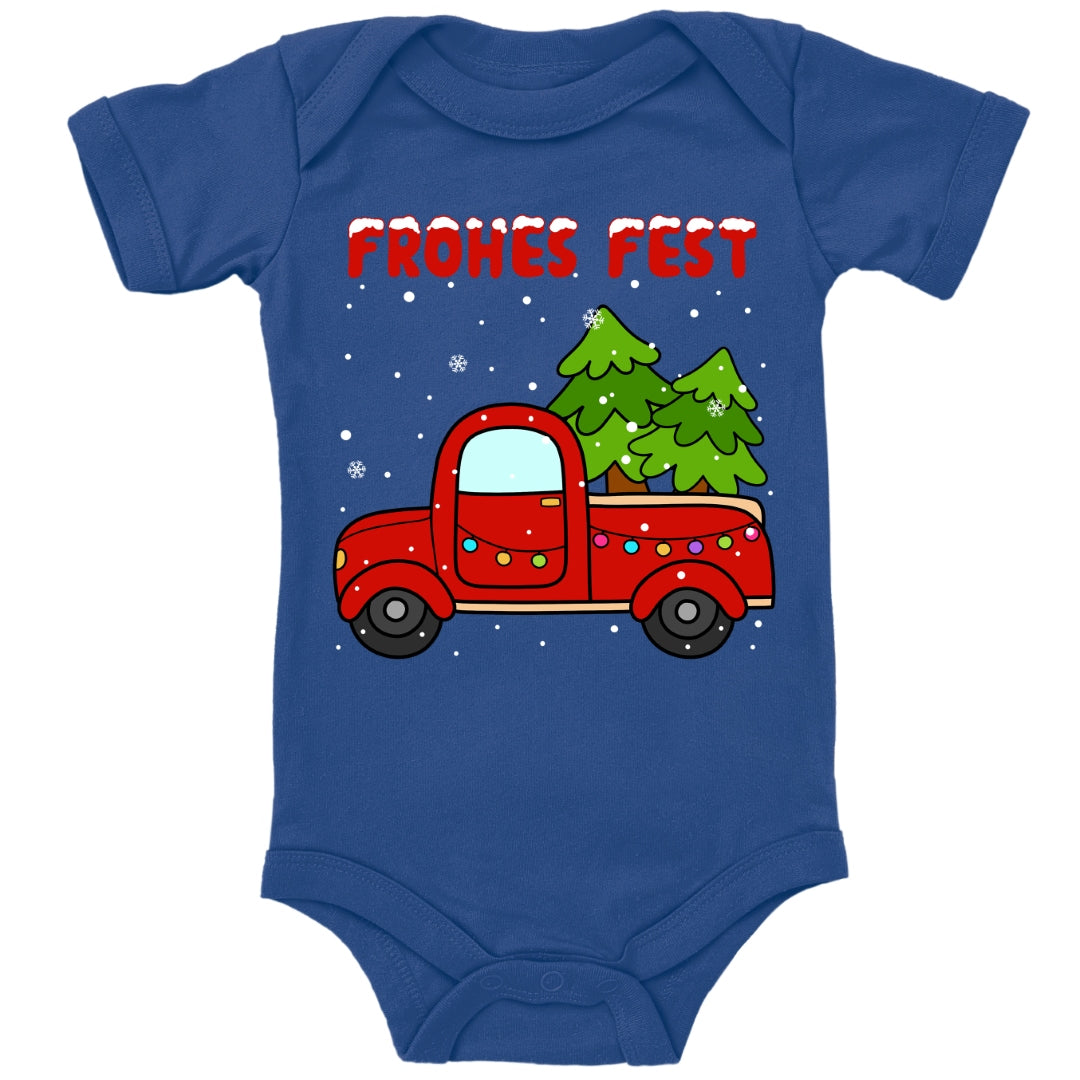 Frohes Fest, Roter Truck bringt die Weihnachtsbäume
