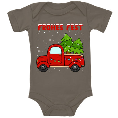Frohes Fest, Roter Truck bringt die Weihnachtsbäume