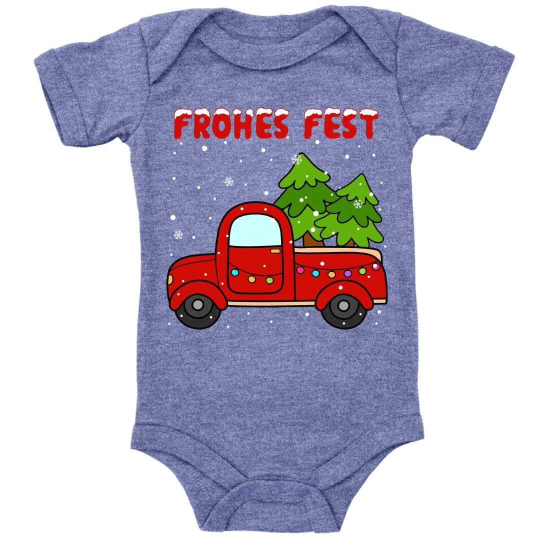 Frohes Fest, Roter Truck bringt die Weihnachtsbäume