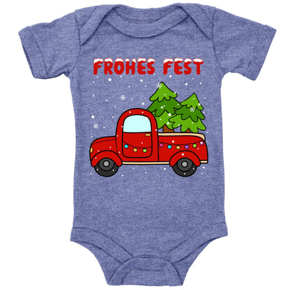 Frohes Fest, Roter Truck bringt die Weihnachtsbäume