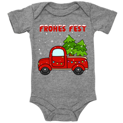 Frohes Fest, Roter Truck bringt die Weihnachtsbäume