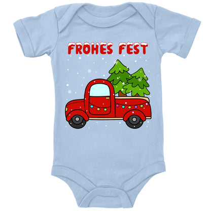 Frohes Fest, Roter Truck bringt die Weihnachtsbäume
