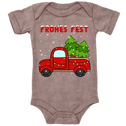 Frohes Fest, Roter Truck bringt die Weihnachtsbäume