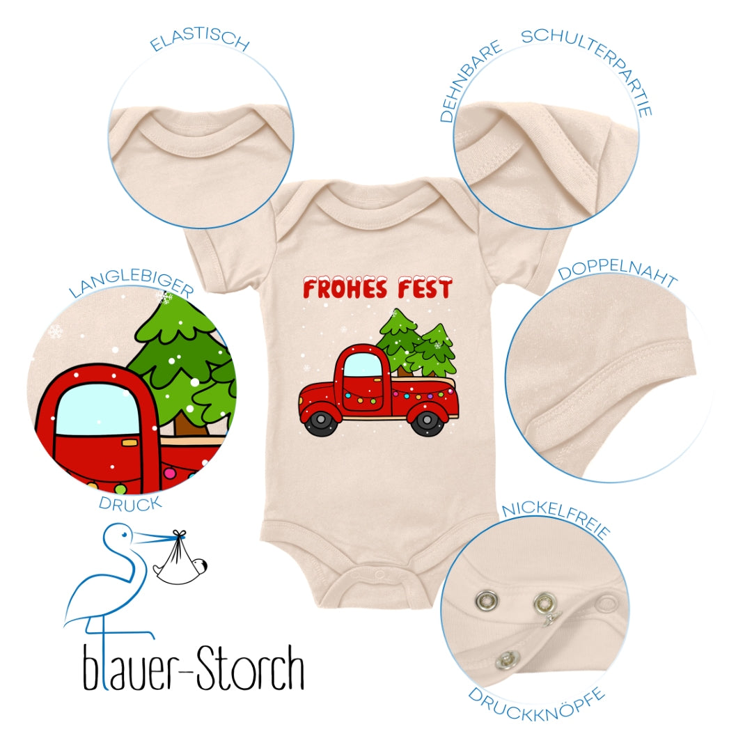 Frohes Fest, Roter Truck bringt die Weihnachtsbäume