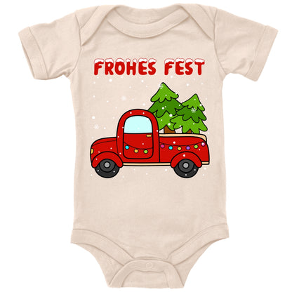 Frohes Fest, Roter Truck bringt die Weihnachtsbäume