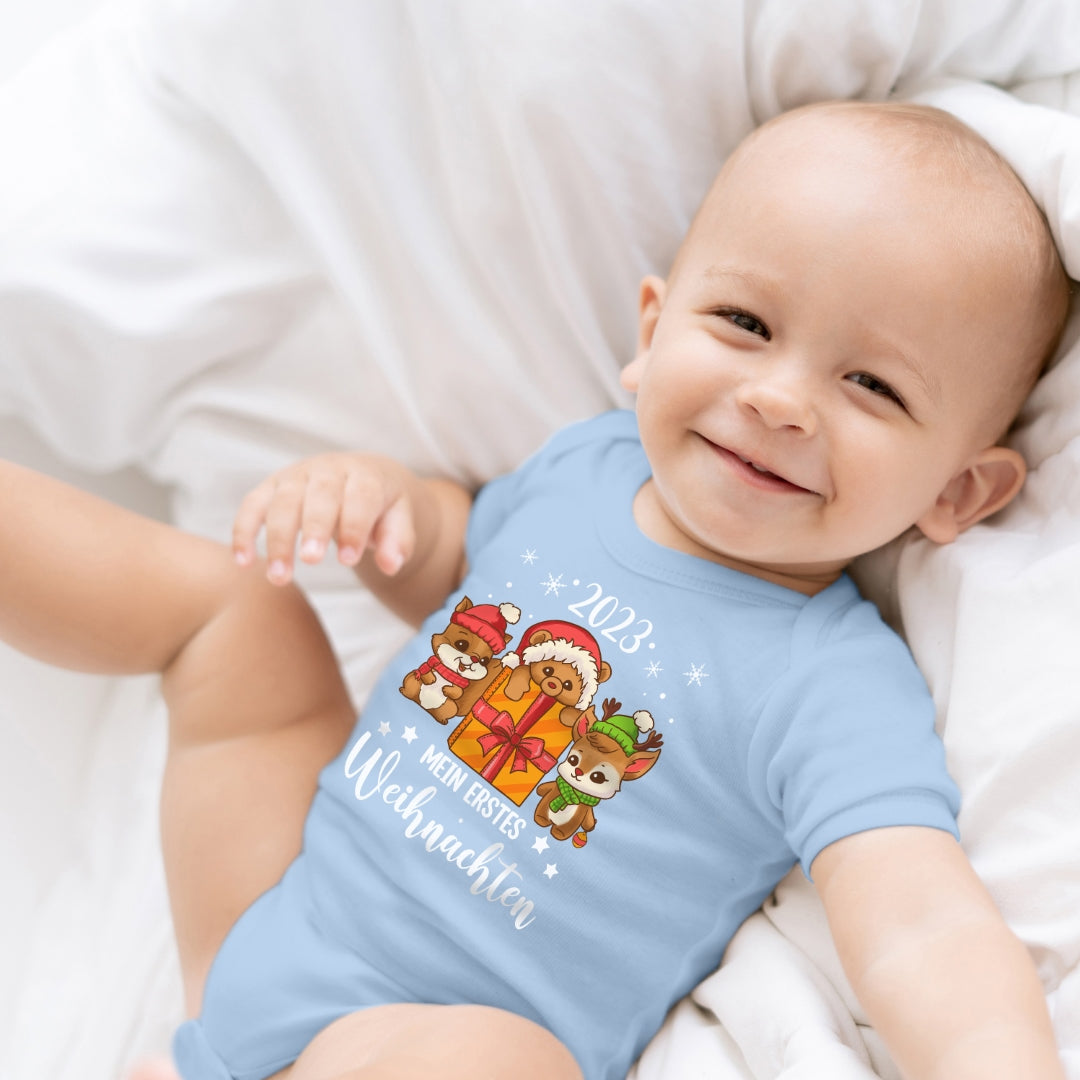 Mein erstes Weihnachten 2023, Eichhörnchen, Teddy und Rentier feiern Weihnachten