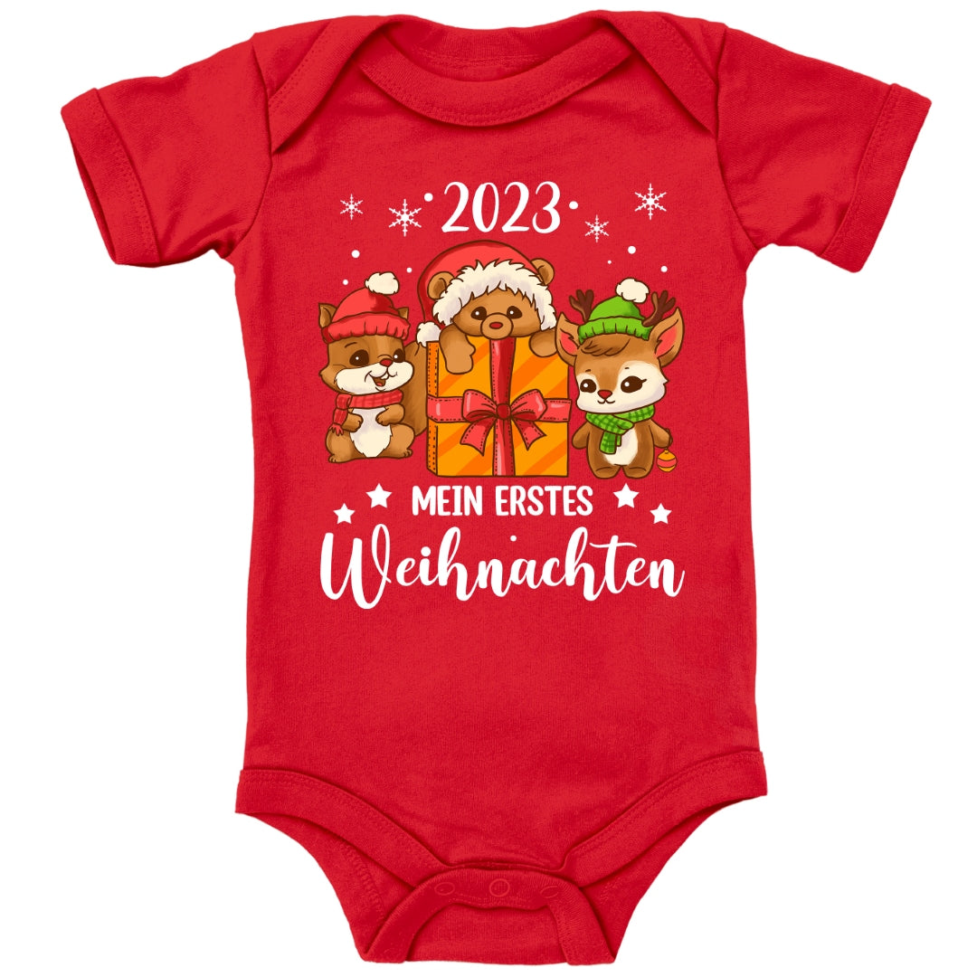 Mein erstes Weihnachten 2023, Eichhörnchen, Teddy und Rentier feiern Weihnachten