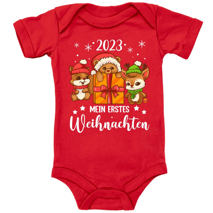 Mein erstes Weihnachten 2023, Eichhörnchen, Teddy und Rentier feiern Weihnachten