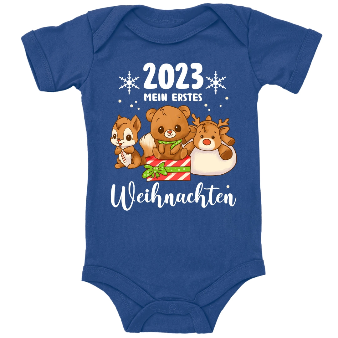 Mein erstes Weihnachten 2023, Rentier, Teddybär und Eichhörnchen feiern Weihnachten