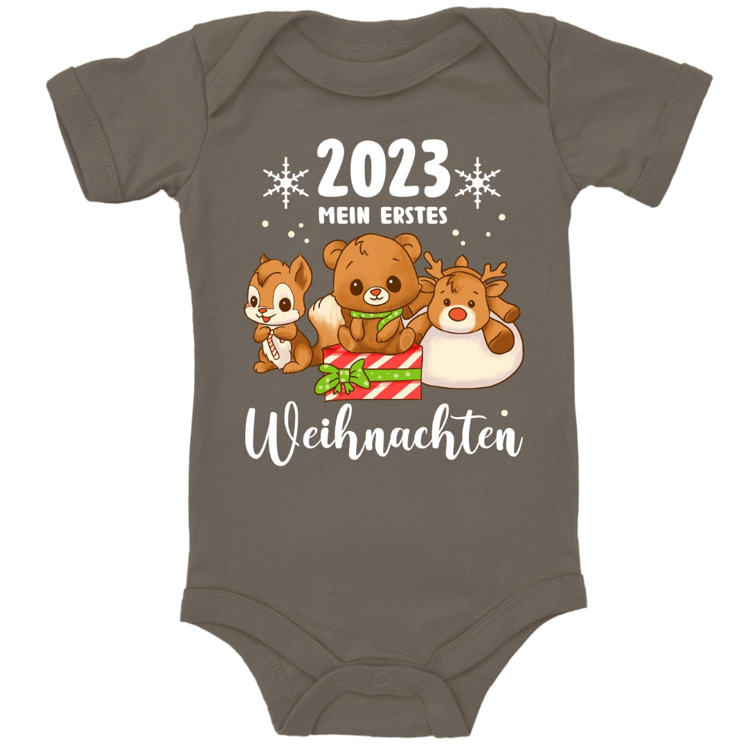 Mein erstes Weihnachten 2023, Rentier, Teddybär und Eichhörnchen feiern Weihnachten