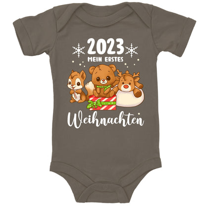 Mein erstes Weihnachten 2023, Rentier, Teddybär und Eichhörnchen feiern Weihnachten