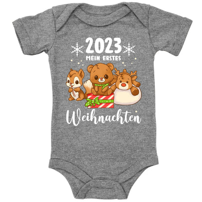 Mein erstes Weihnachten 2023, Rentier, Teddybär und Eichhörnchen feiern Weihnachten